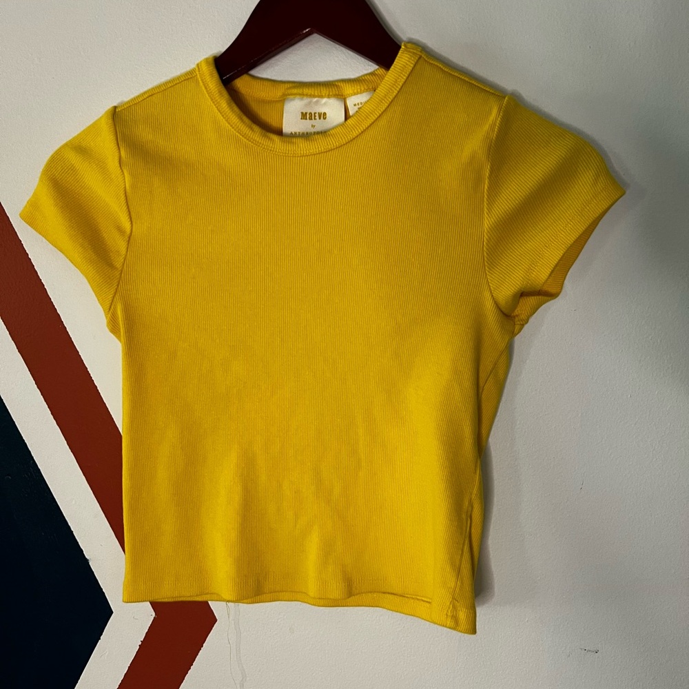 Maeve Yellow Ribbed Short Sleeve Baby Tee